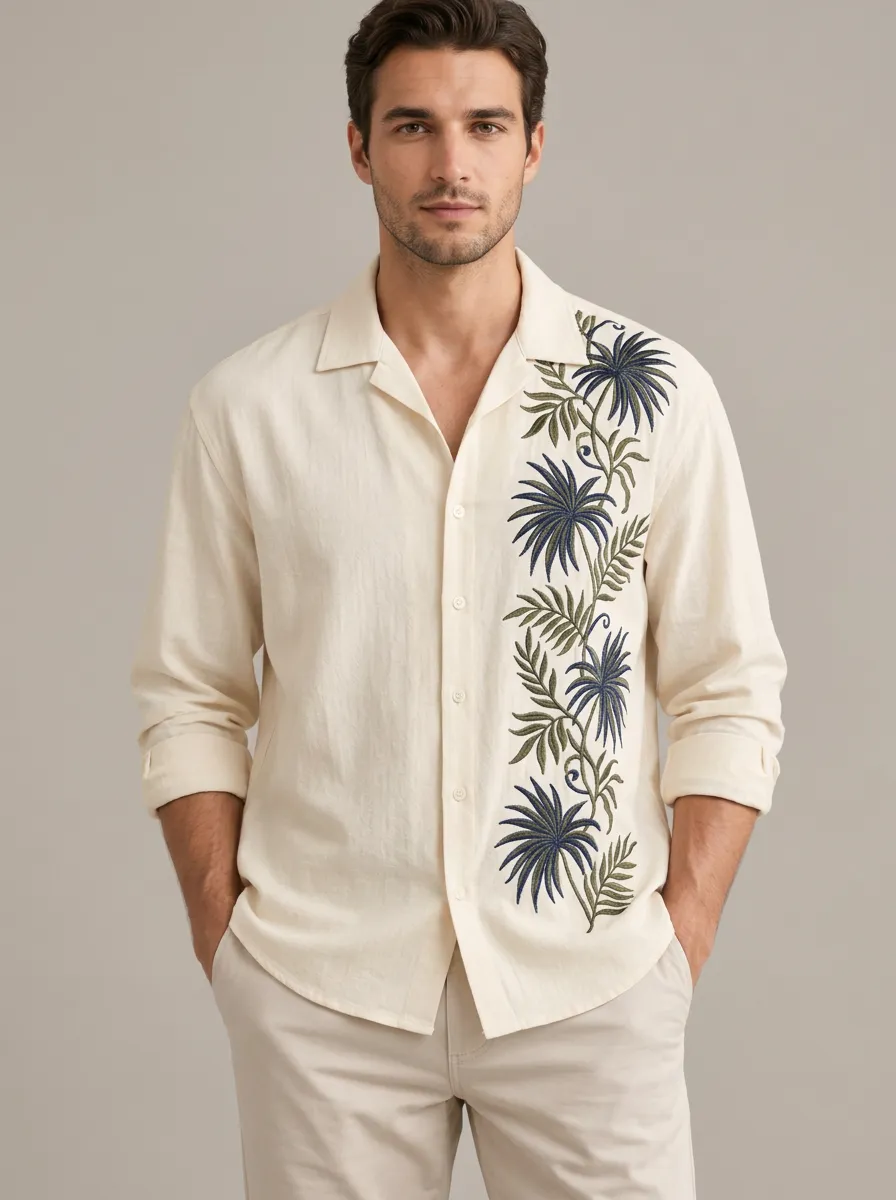 Men's Palm Leaf Artful Printed Shirt