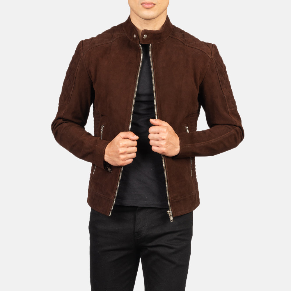 Men's Classic Biker Suede Quilted Jacket