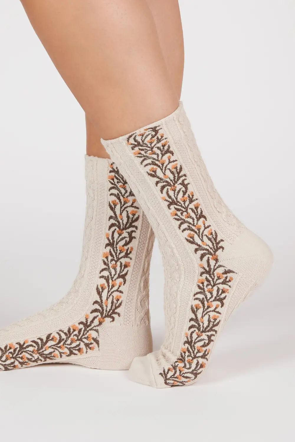 Classic Vine Floral Strip Socks