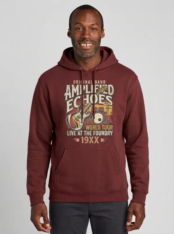 Men's Rock Band Music Lover Guitar Drum Printed Hoodie