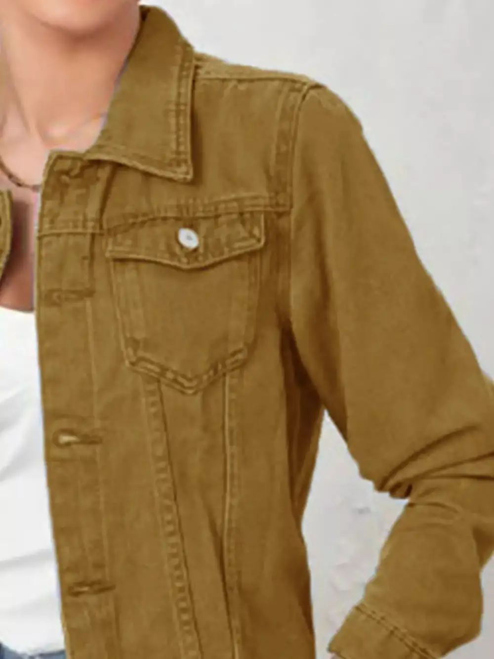 Button Up Long Sleeve Denim Jacket