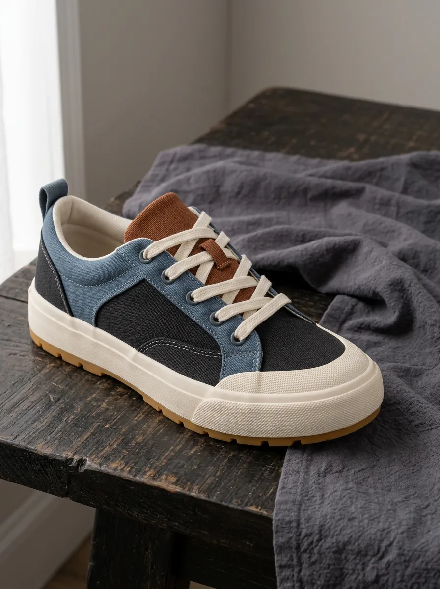 Men's Colorblock Casual Two-Tone Canvas Sneakers