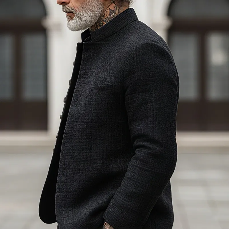 Buttoned Chore Plaid Jacket