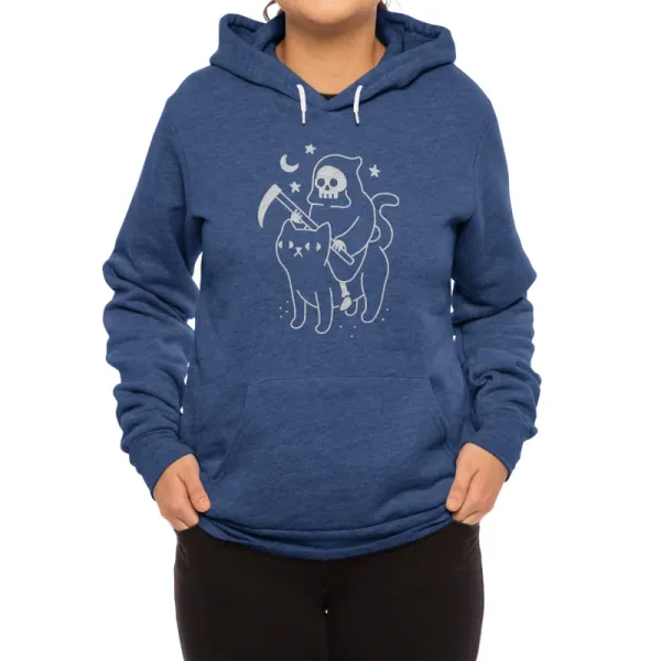 Grim Reaper Cat Hoodie, Humorous Casual Pick