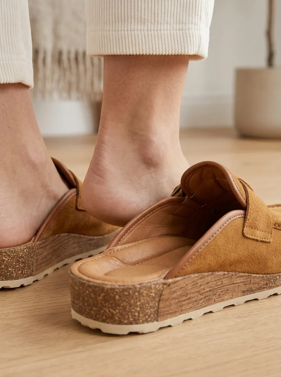 Women's Outdoor Buckle Detail Casual Suede Wood Sole Loafers