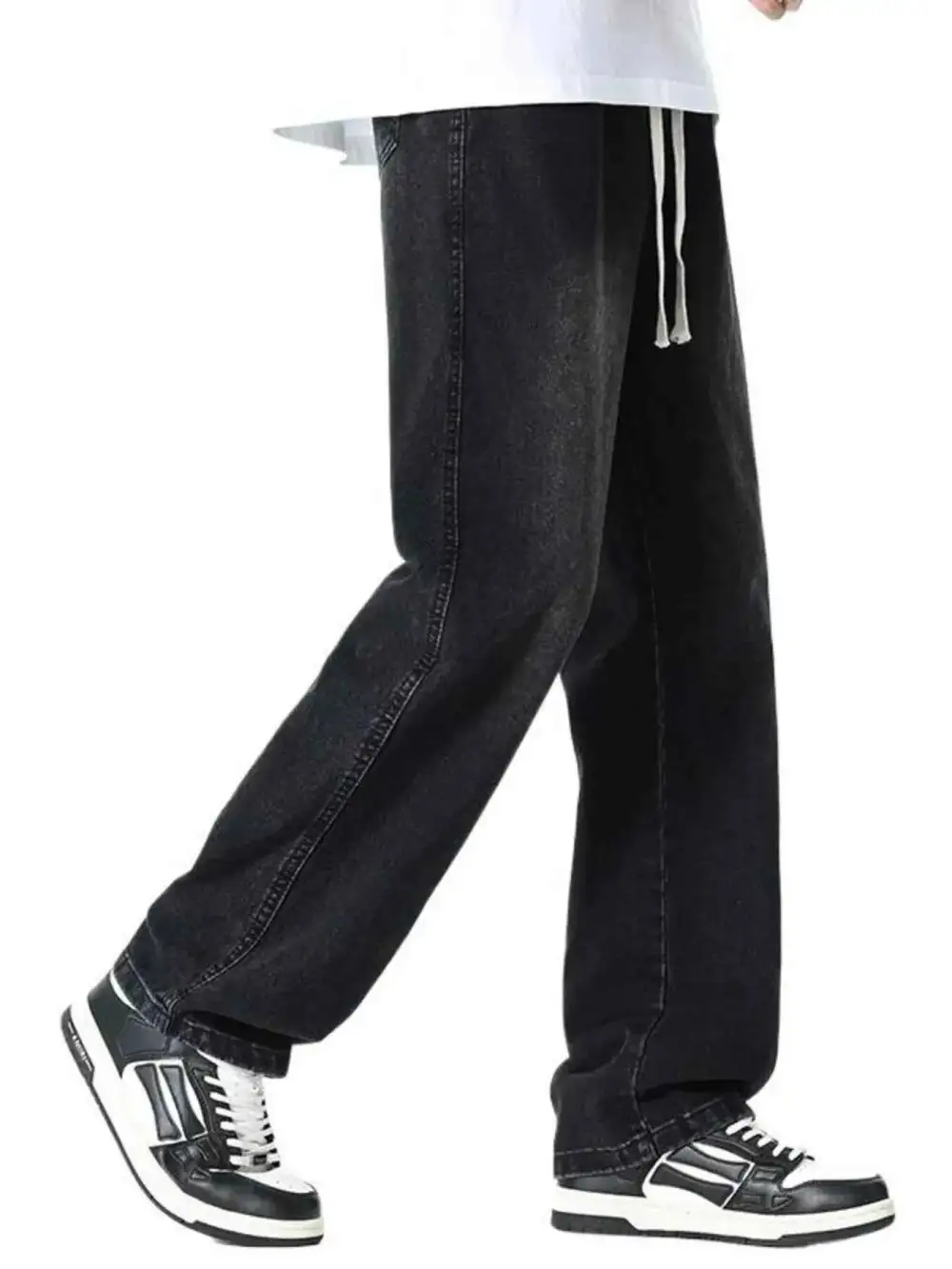 Everyday Drawstring Wide Leg Jeans