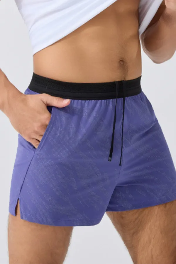 Storage Pocket Dual Layer Reflective Detail Athletic Shorts
