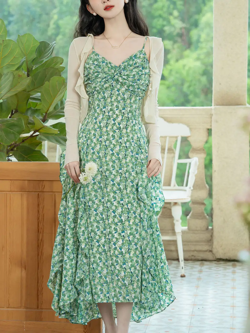 Floral Spaghetti Strap Long Dress