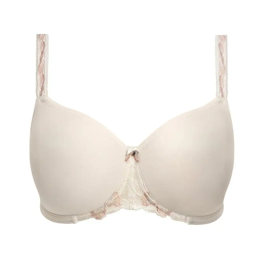 Women's Full Coverage Spacer Molded Seamless Embroidery Geometric Rounded Shape Breathable Bra