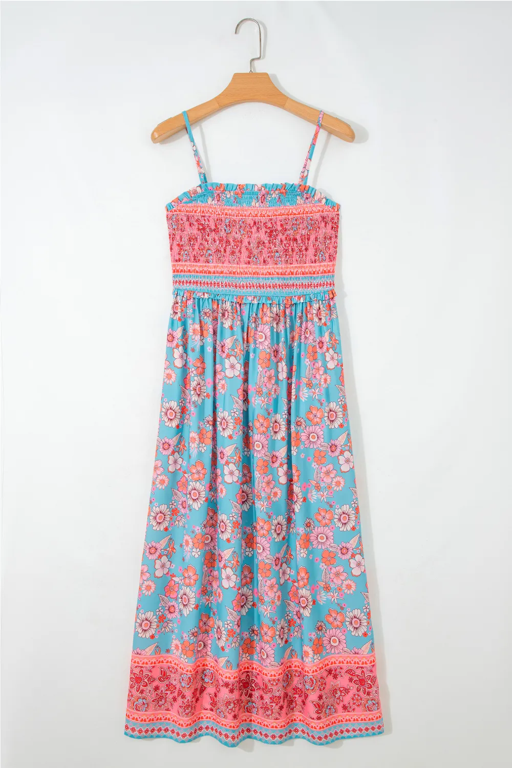 Blue Printed Strappy Maxi Dress