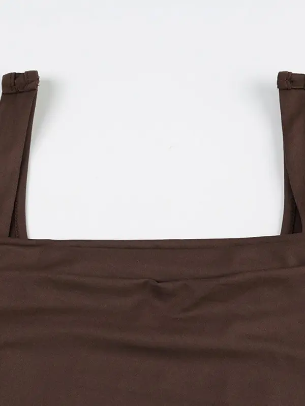 Square-Neck Ruched Slim-Fit Tank Top