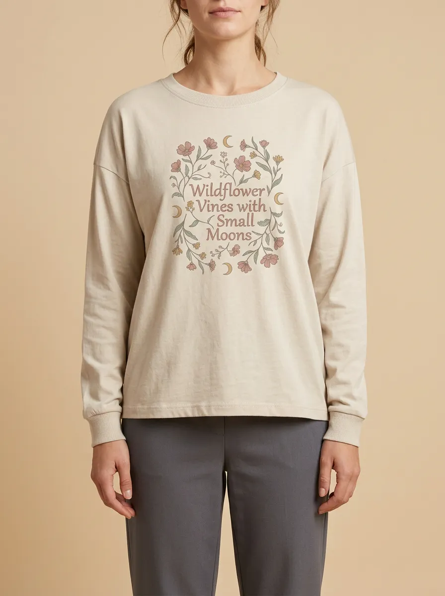 Women's Celestial Graphic Long-Sleeve Crew-Neck T-Shirt