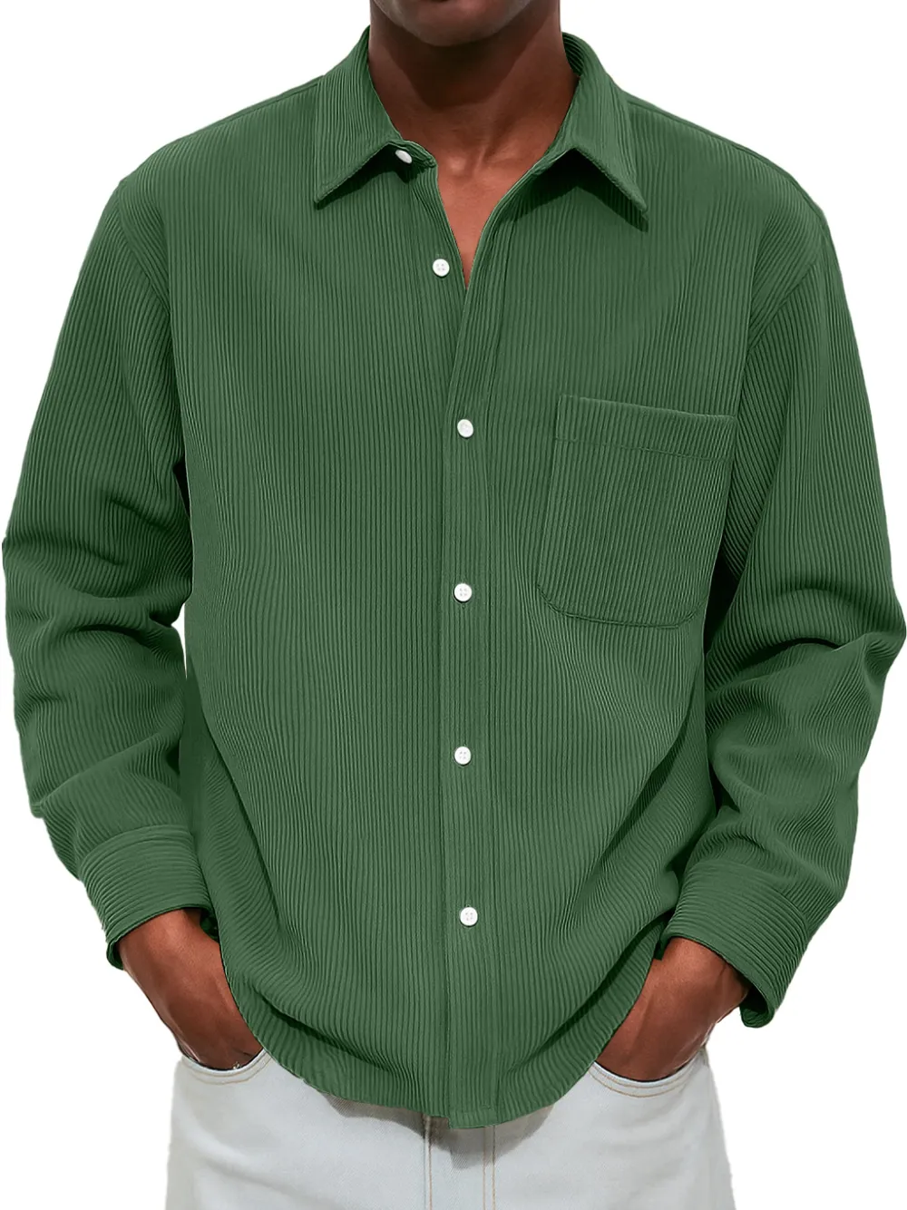 Comfort Fit Ribbed Knit Pocket Shirt