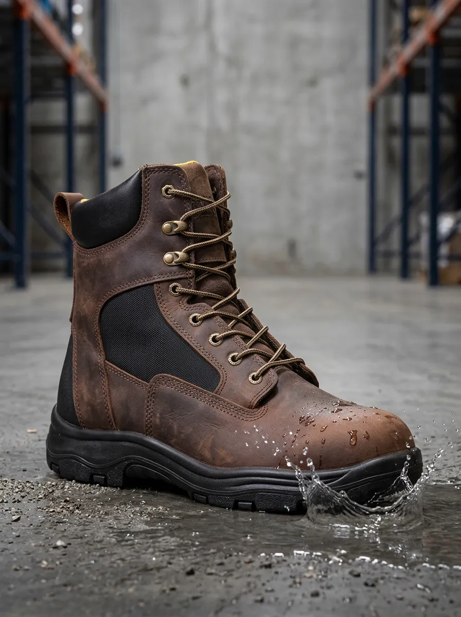 Rugged-Casual Tactical Leather-Look Men's Waterproof Work Boots
