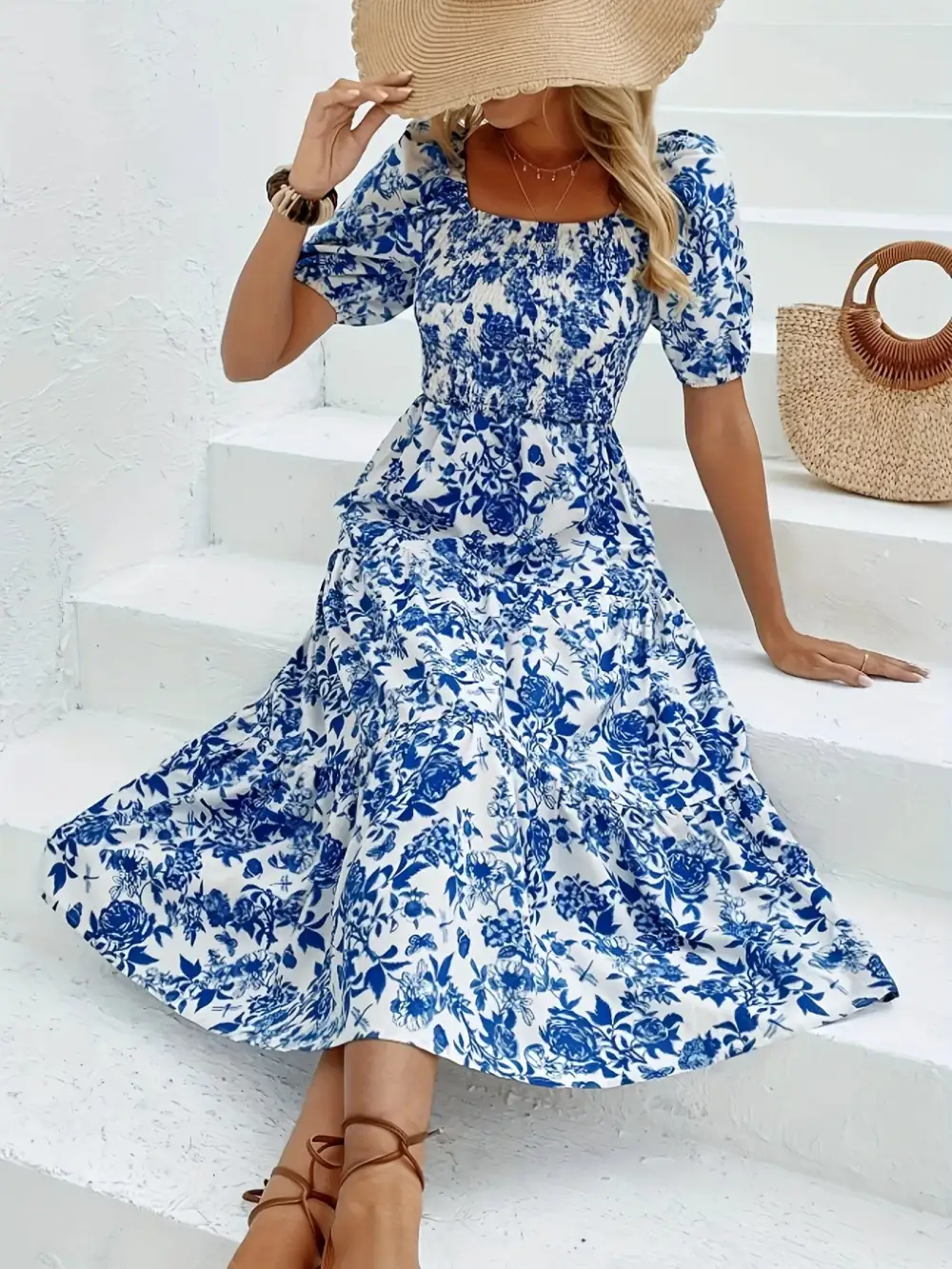 Collared Floral Woven Maxi Dress
