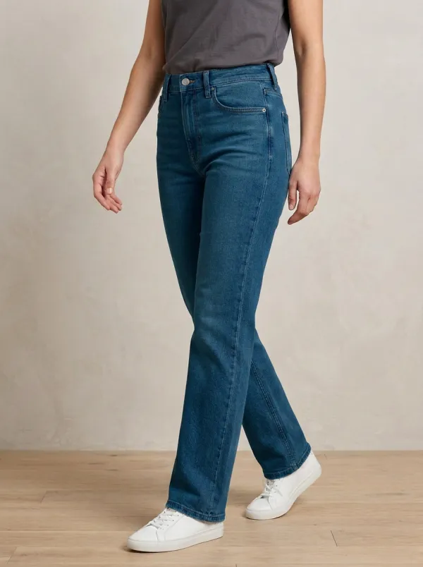 Straight-Leg Washed Casual Daily-Wear Denim Jeans