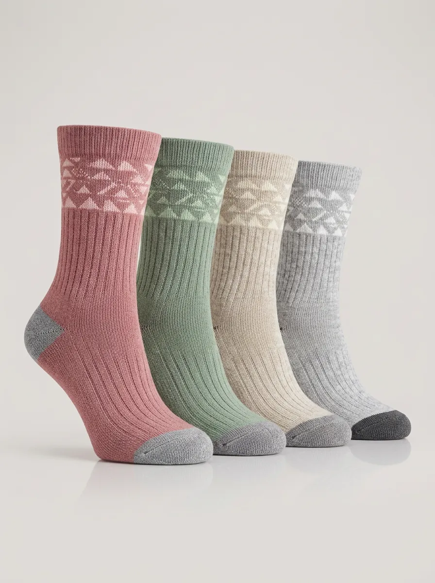 Geometric Ribbed Winter Men's Four-Pair Long Socks