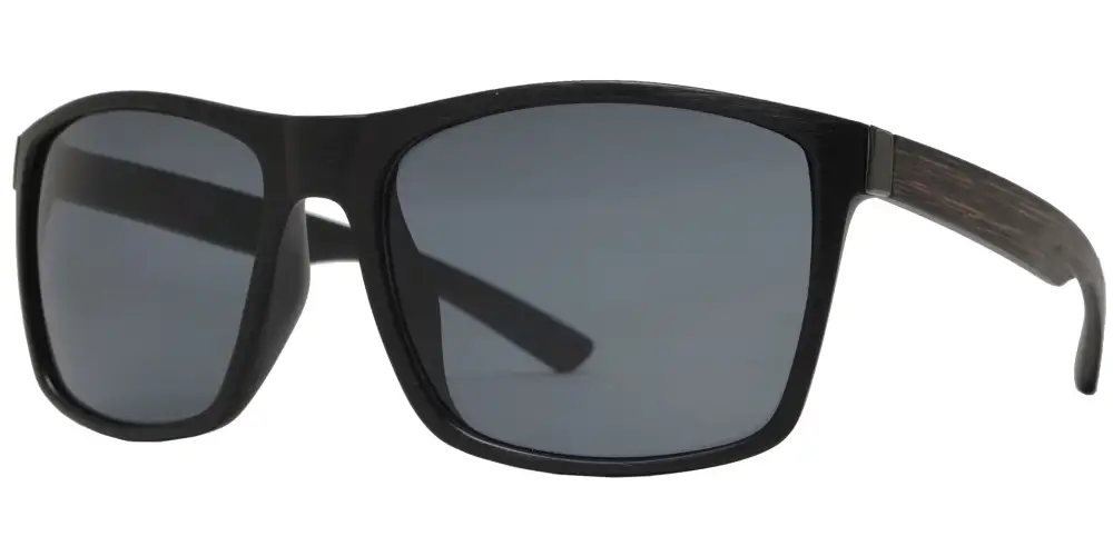 Polarized Rectangular Faux Wood Plastic Sunglasses