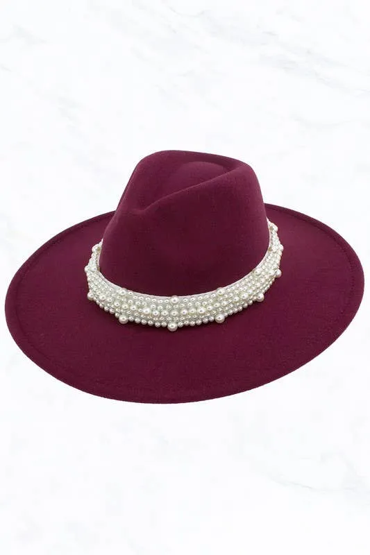 Big Brim Peach Heart Top Jazz Pearl Hat