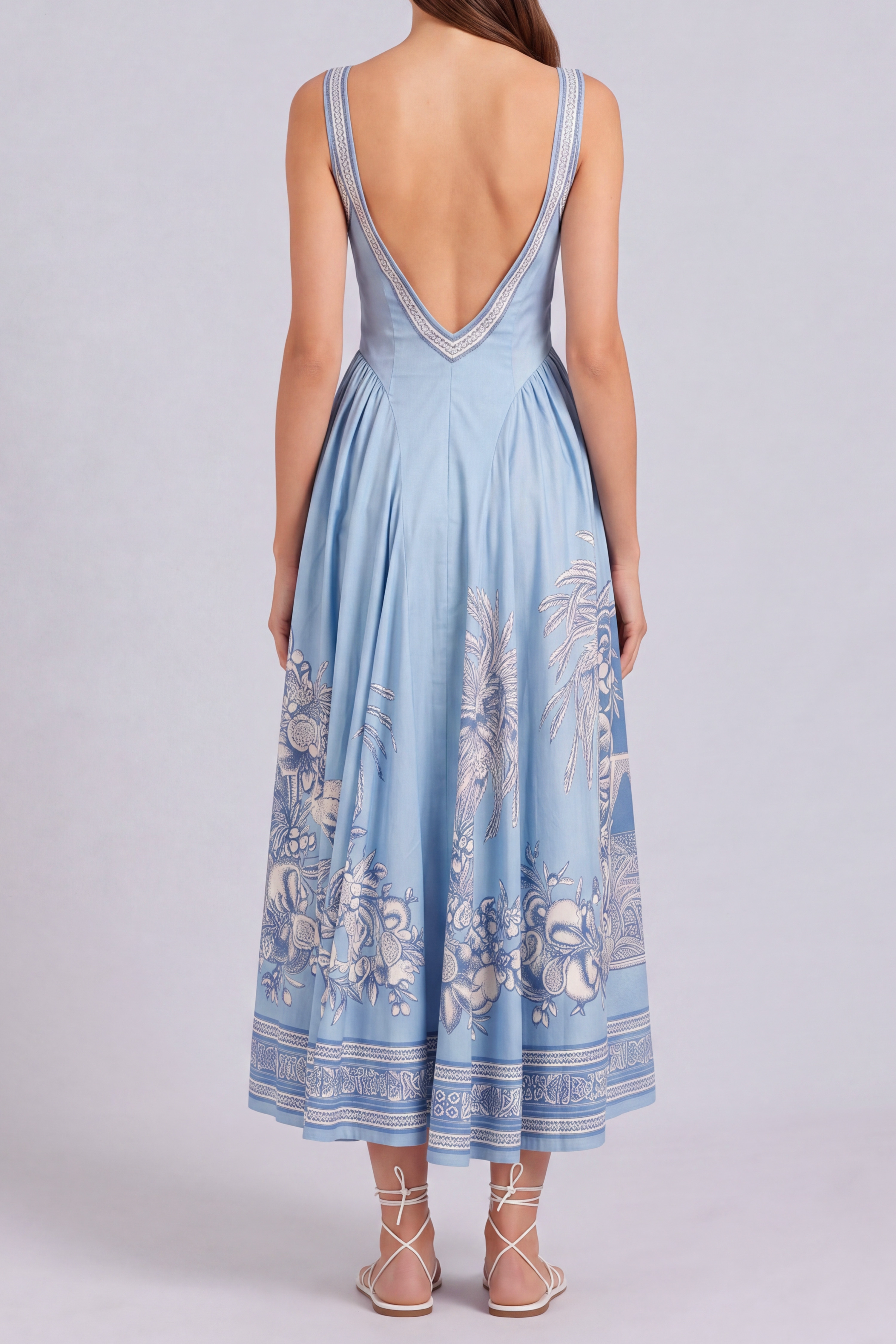 Button Front Printed Midi Dress