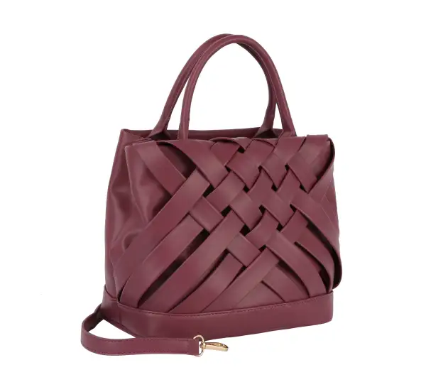 Woven Detailed Top Handle Tote Bag