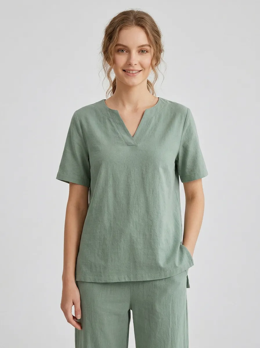 Casual Minimalist Women's V-Neck Casual Lounge Set