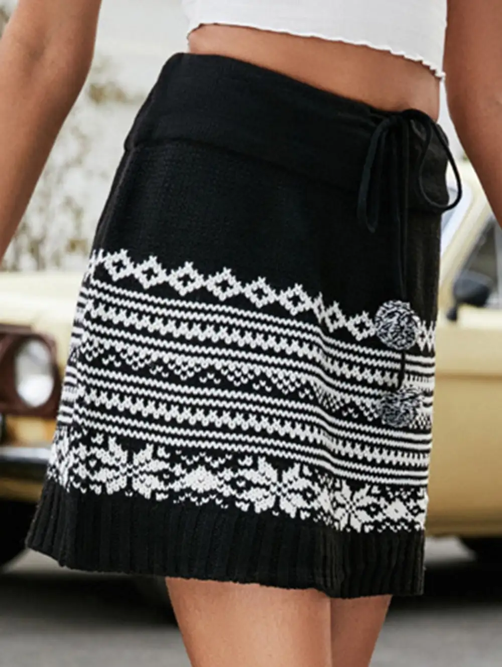 Jacquard Knit Bodycon Mini Skirt