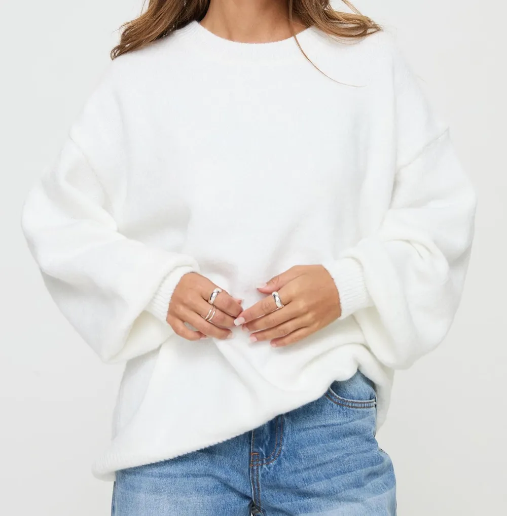 White Oversized Knit Sweater