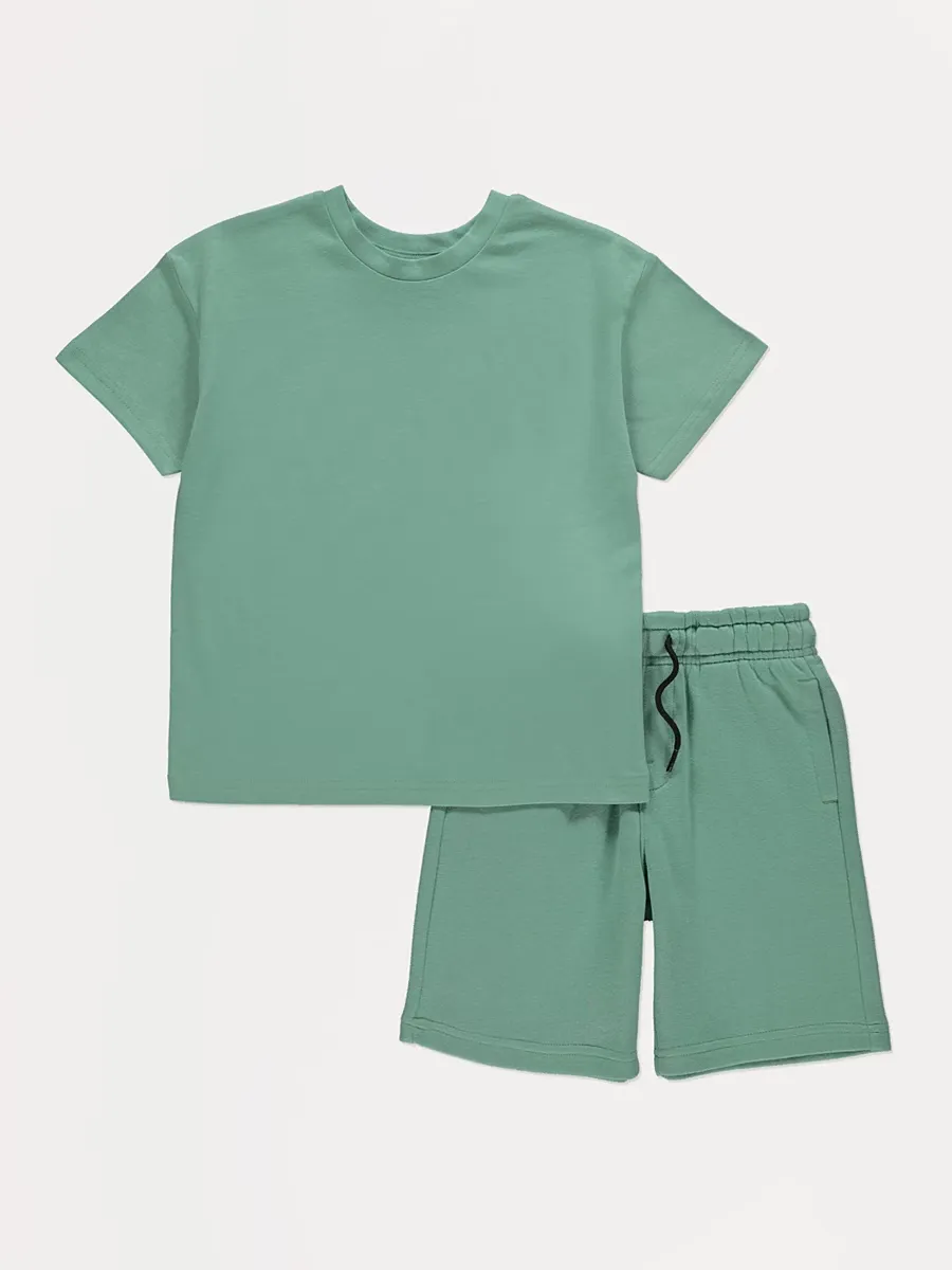 Jade Green Short Sleeve T-shirt and Shorts Set