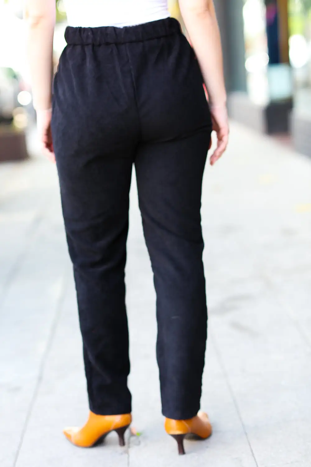 Corduroy High Rise Tapered Leg Pants