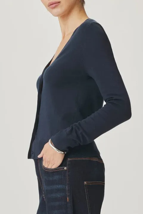 Navy Blue V-Neck Knit Cardigan