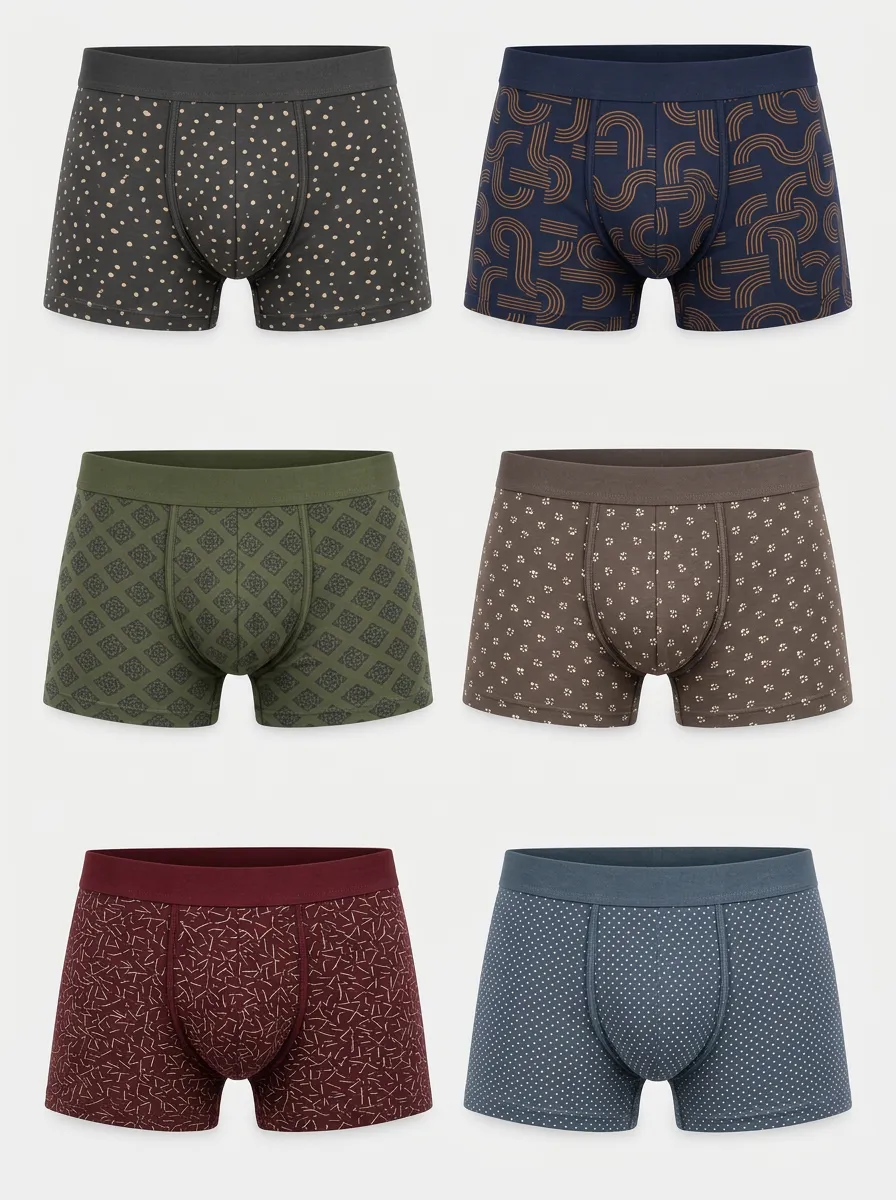 Men's Canyon Geometric Patterned Multi-Pack Printed Boxer Briefs