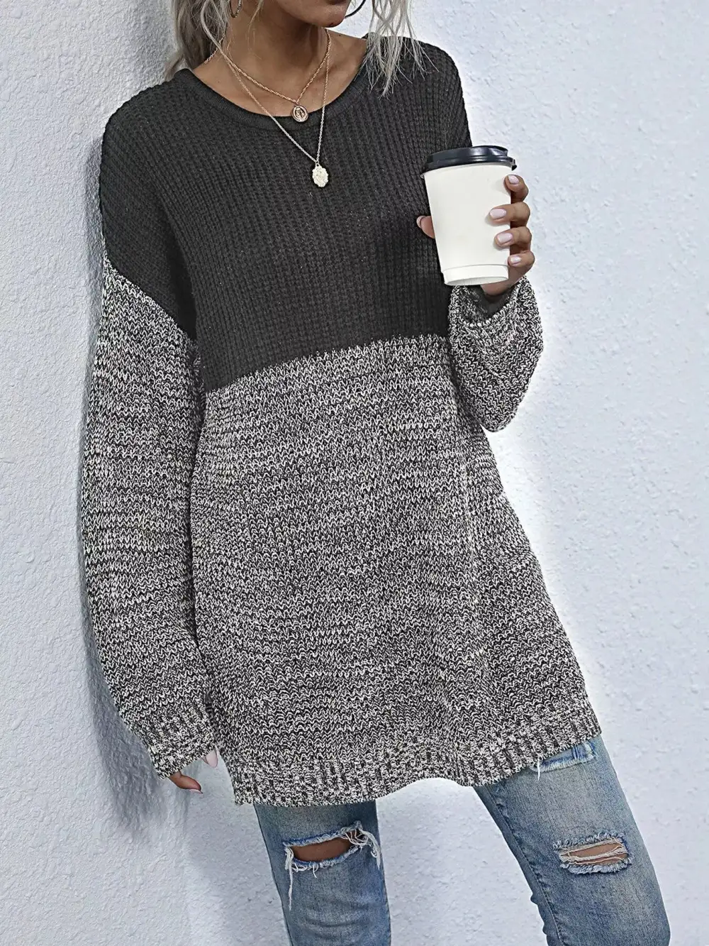 Color Block Oversized Sweater