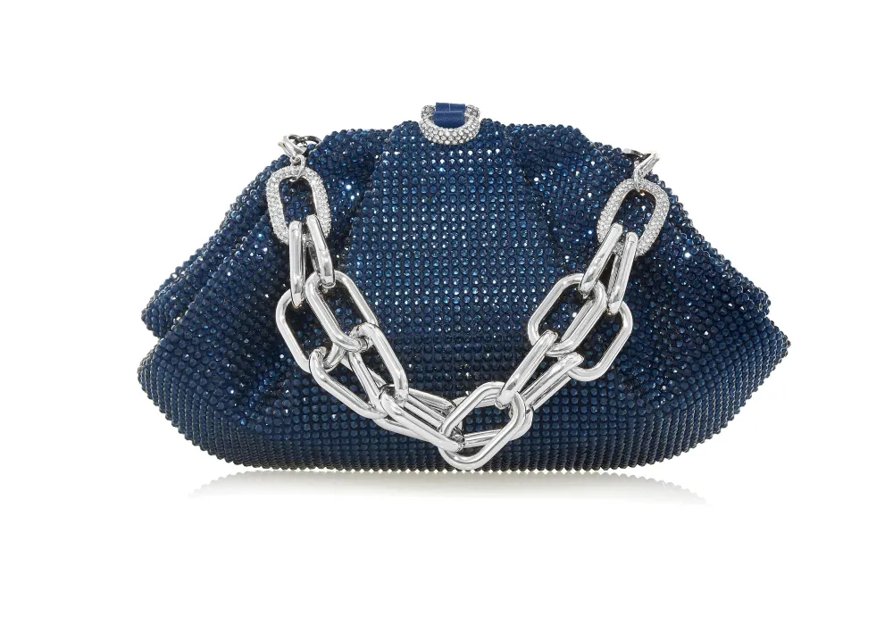 Detailed Rounded Frame Embellished Clutch