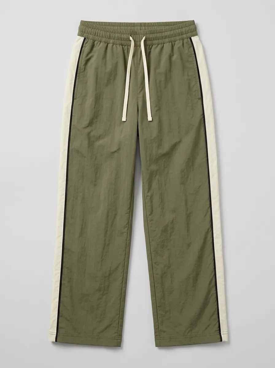 Women's Sporty Casual Olive Green Side Stripe Printed Jogger Pants