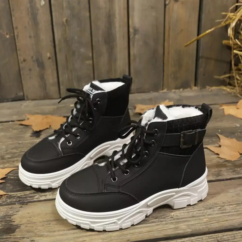 Plush Lining Lace-Up Boots