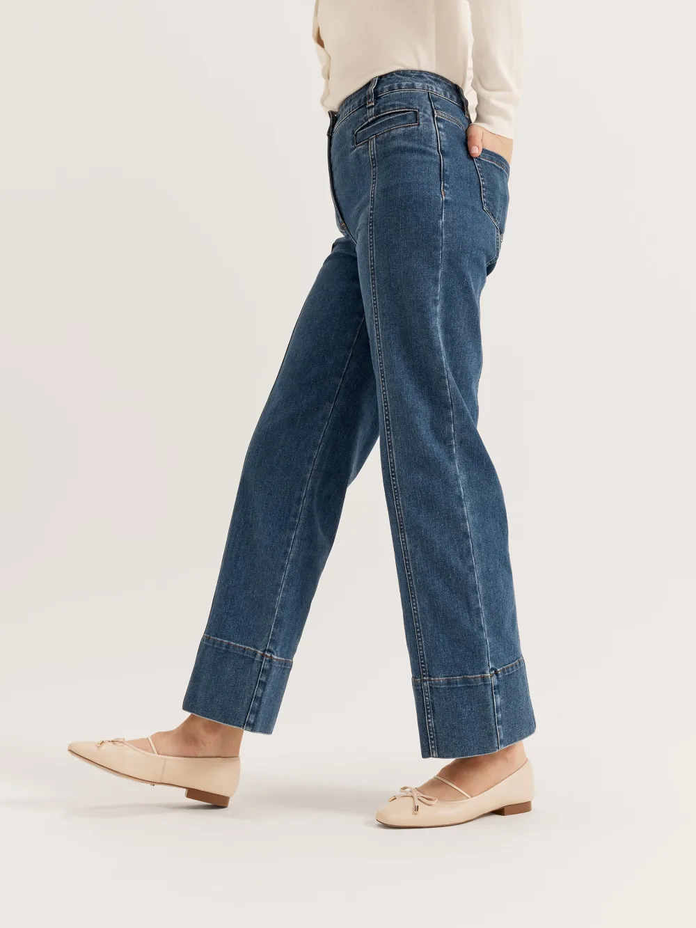 Slim Blue Denim Straight Leg Jean