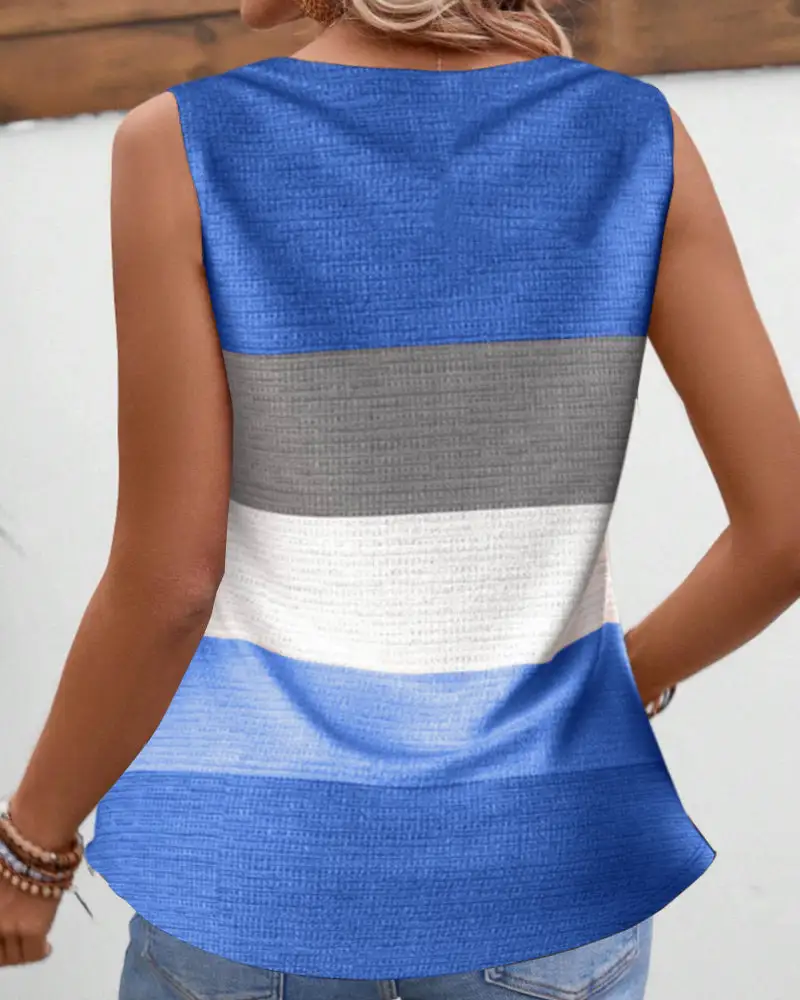 Striped Button Front Blouse