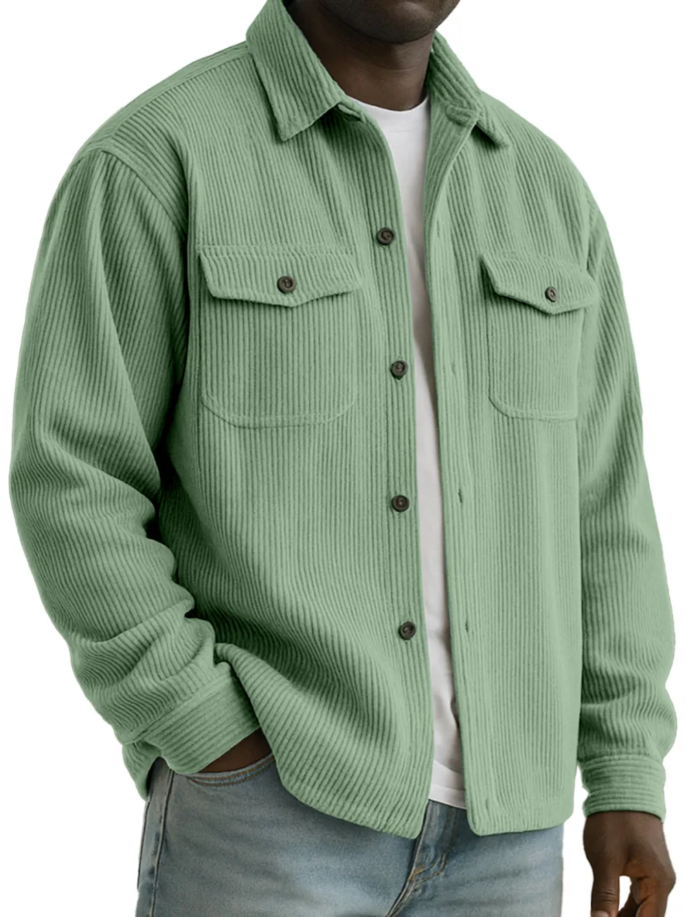 Corduroy Open Collar Jacket