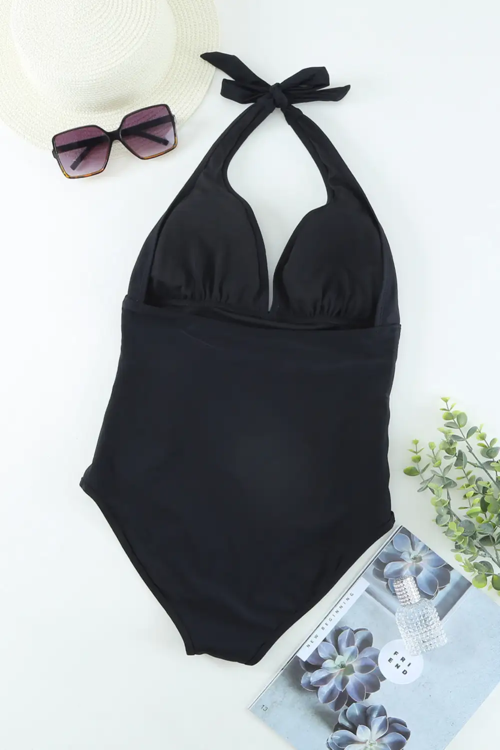 Swimwear Cut-out Backless Halter Neck One-piece Swimwear