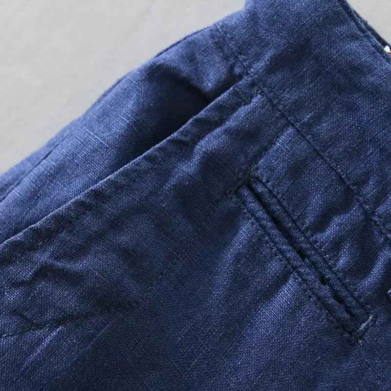 Drawstring Linen Blend Shorts