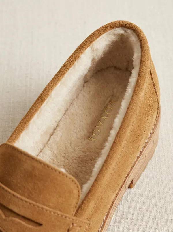 Women's Winter Suede Wood Sole Loafers