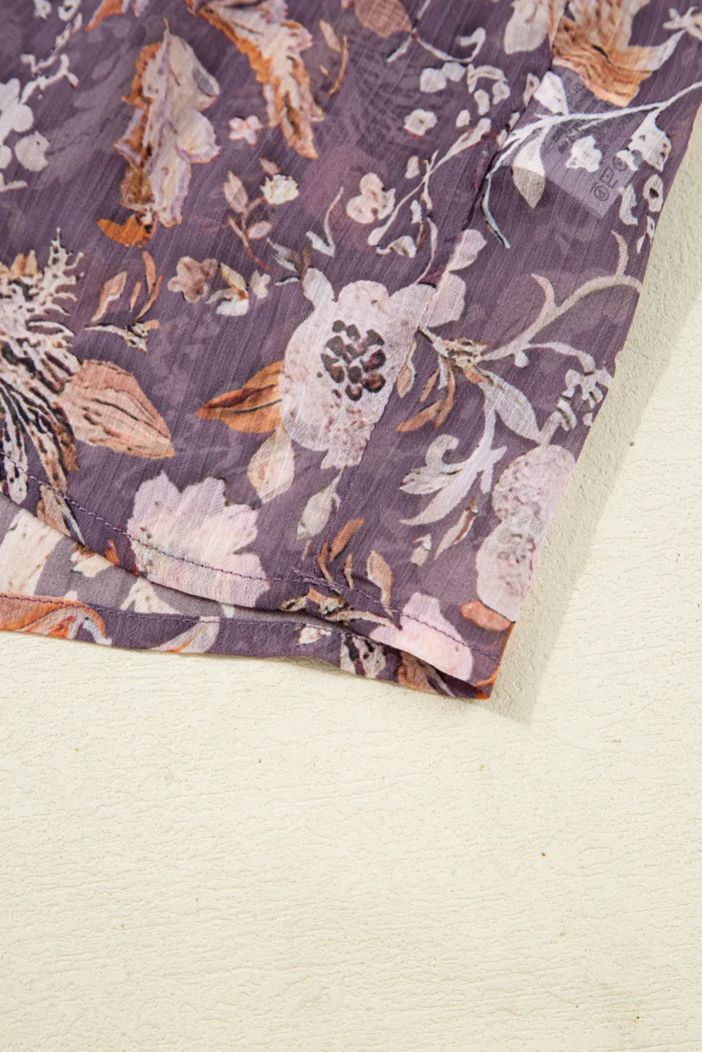 Blue Boho Flower Print Three Blouse