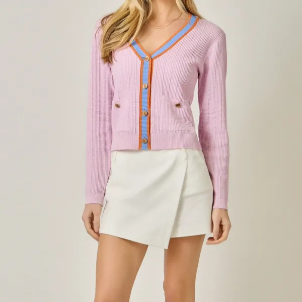 Ribbed Button Front Cardigan