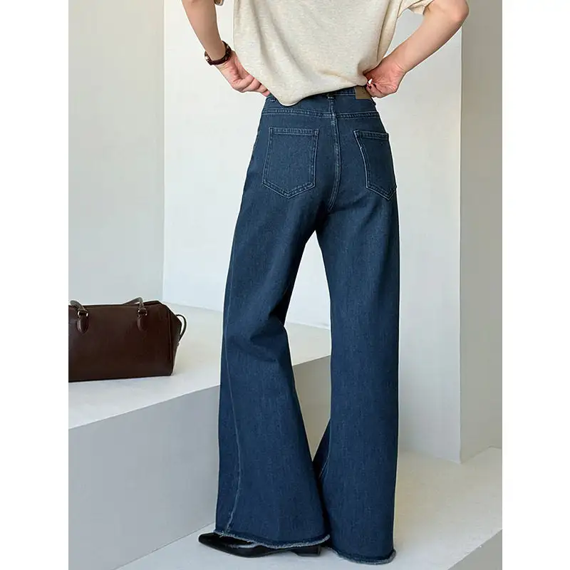 Flowing High Waist Straight Leg Loose Fit Jeans