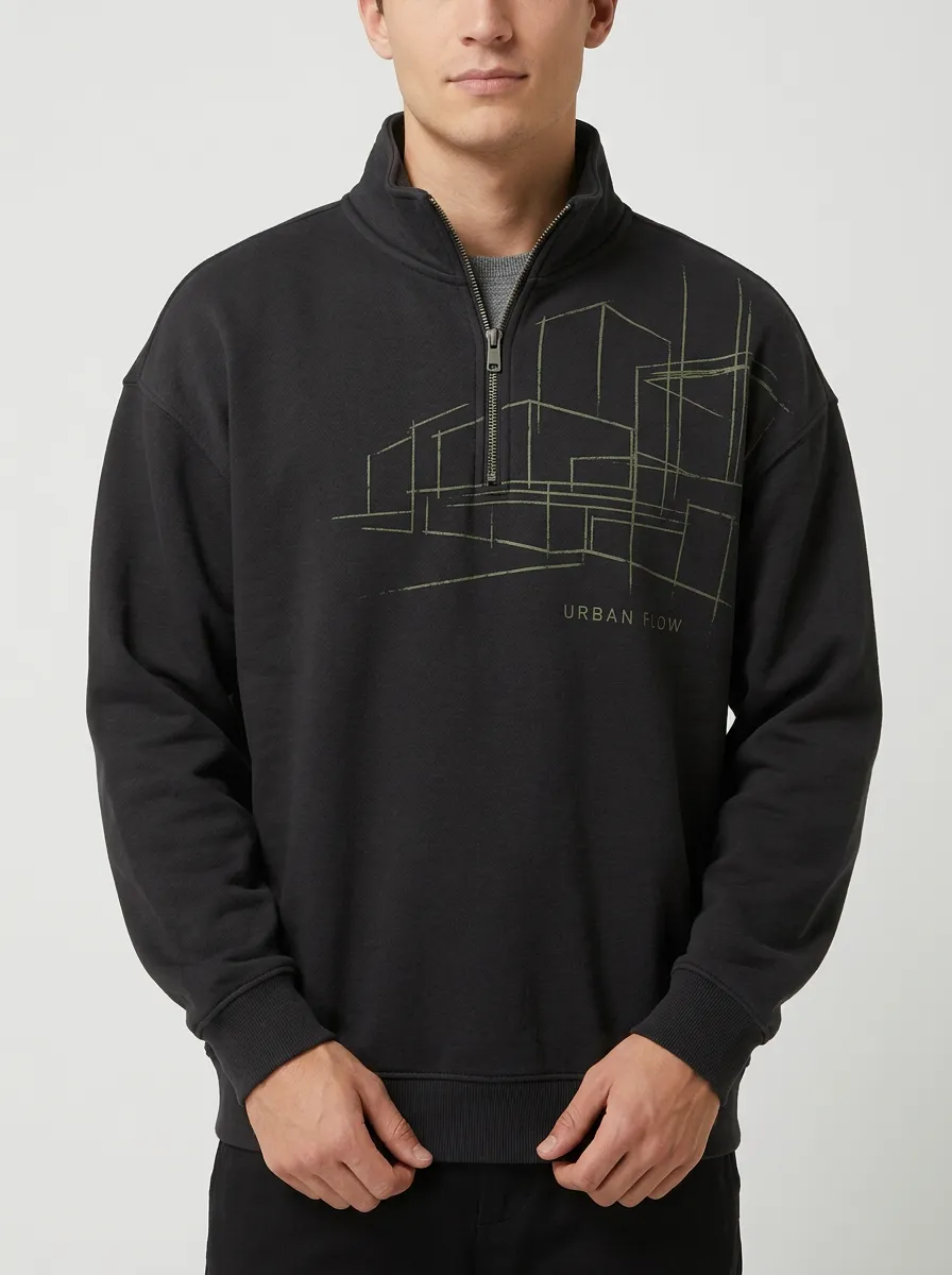 Modern Half-Zip Geometric Men's Half-Zip Sweatshirt