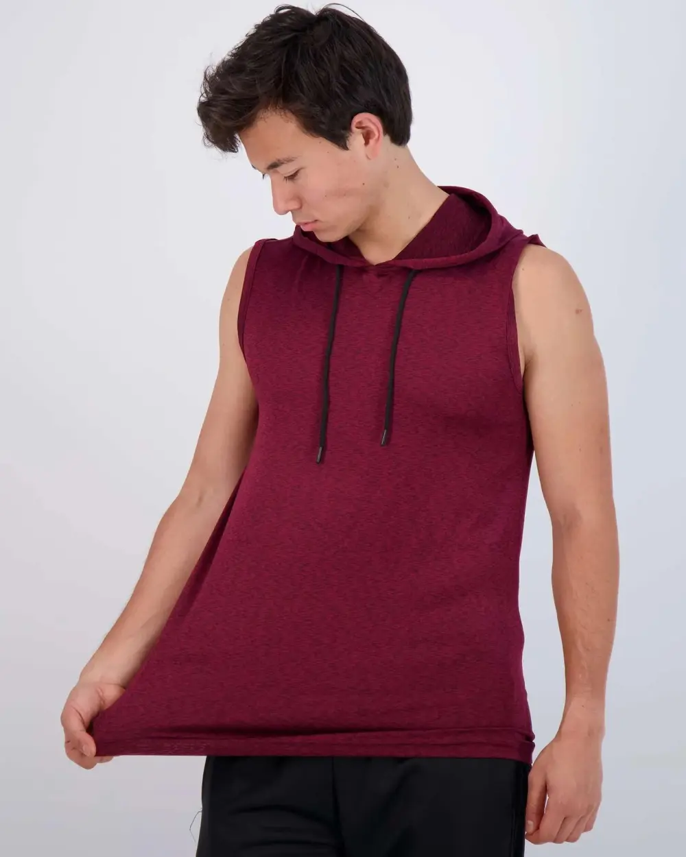 Men's Dry-Fit Active Hooded Tank Top Workout Drawstring Top (Available in Big & Tall)