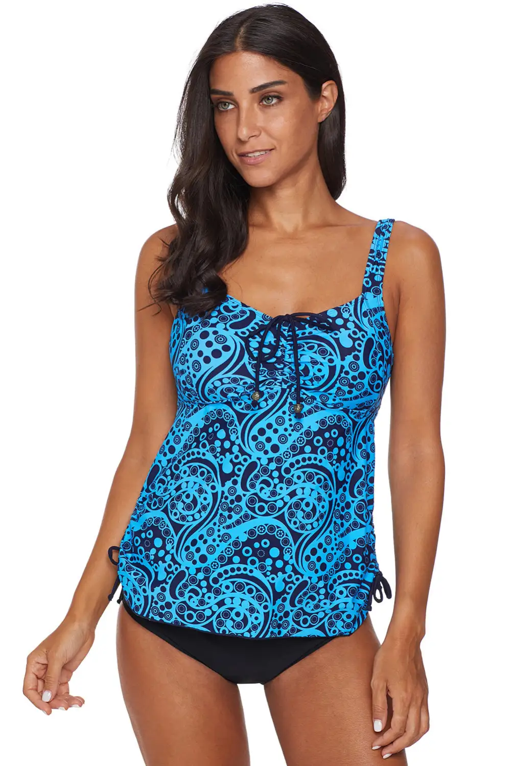 Swimwear Floral Print Gather Ruched Tankini Set