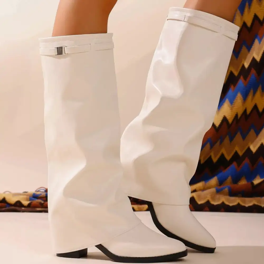 Weekend Point Toe Block Heels Boots