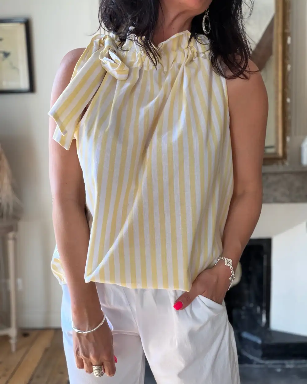 Refined Cotton Striped Blouse